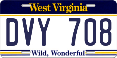 WV license plate DVY708