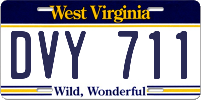WV license plate DVY711