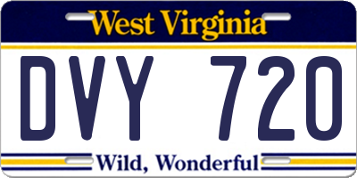 WV license plate DVY720