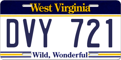 WV license plate DVY721