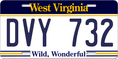 WV license plate DVY732