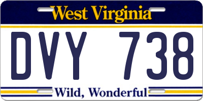 WV license plate DVY738