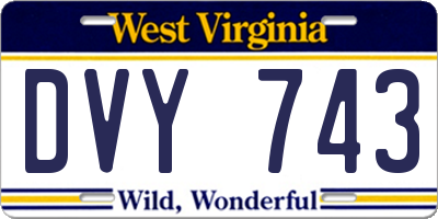 WV license plate DVY743