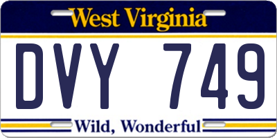 WV license plate DVY749