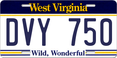 WV license plate DVY750