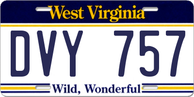 WV license plate DVY757