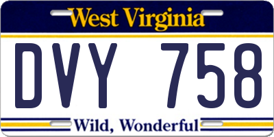 WV license plate DVY758