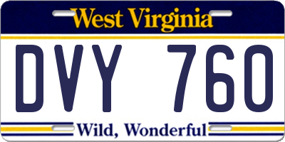 WV license plate DVY760