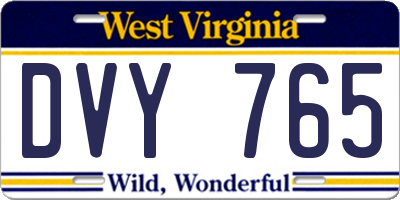 WV license plate DVY765