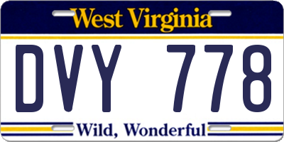 WV license plate DVY778