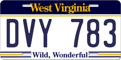 WV license plate DVY783