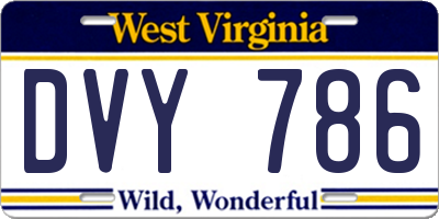 WV license plate DVY786