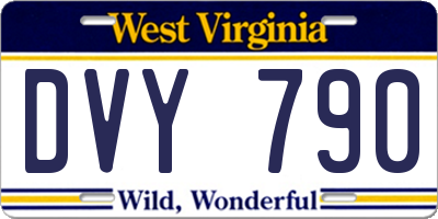 WV license plate DVY790