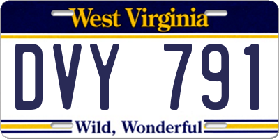 WV license plate DVY791