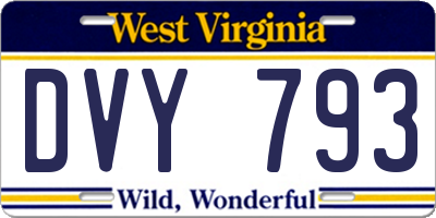 WV license plate DVY793