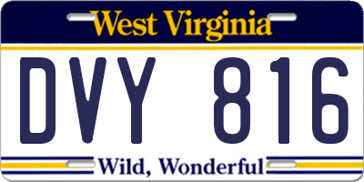 WV license plate DVY816