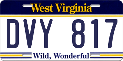 WV license plate DVY817