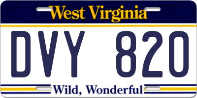 WV license plate DVY820