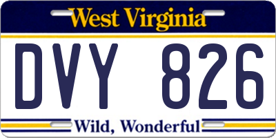 WV license plate DVY826