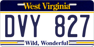 WV license plate DVY827