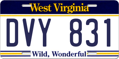 WV license plate DVY831