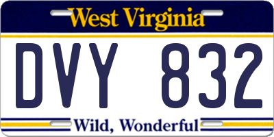 WV license plate DVY832