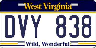 WV license plate DVY838