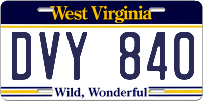 WV license plate DVY840