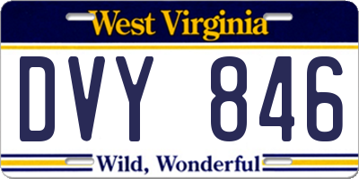 WV license plate DVY846