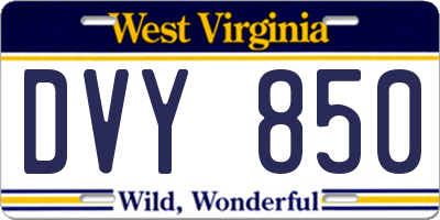 WV license plate DVY850