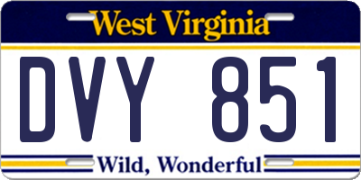 WV license plate DVY851