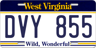 WV license plate DVY855