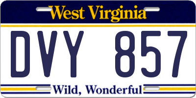 WV license plate DVY857