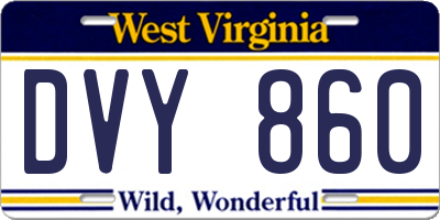 WV license plate DVY860