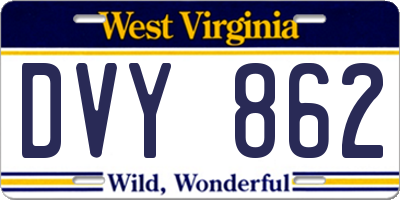 WV license plate DVY862