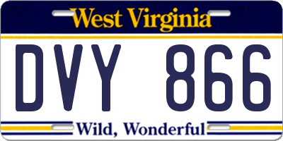 WV license plate DVY866