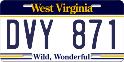 WV license plate DVY871