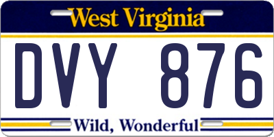 WV license plate DVY876