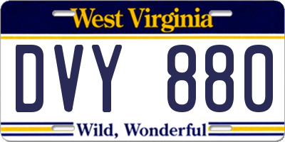 WV license plate DVY880