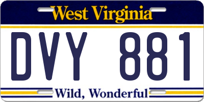 WV license plate DVY881