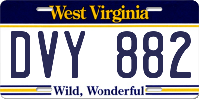 WV license plate DVY882