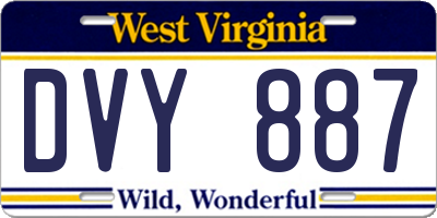 WV license plate DVY887