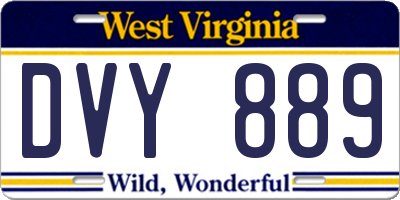 WV license plate DVY889