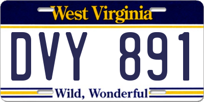 WV license plate DVY891