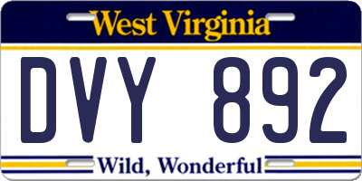 WV license plate DVY892