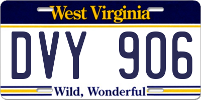 WV license plate DVY906