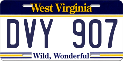 WV license plate DVY907