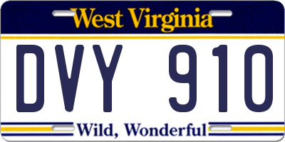 WV license plate DVY910