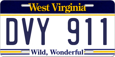 WV license plate DVY911