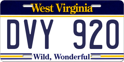 WV license plate DVY920